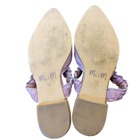 Mi.im Alicia Pointed Toe Shirred Ruffle Mule Baby Pink Flats Balletcore 7.5 - Picture 5 of 9